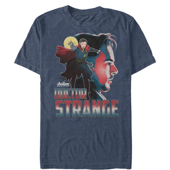 Men's Marvel Avengers: Infinity War Doctor Strange Portrait Graphic Tee Navy Blue Heather Small