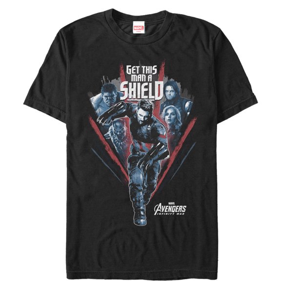 Men's Marvel Avengers: Infinity War Get Captain Shield Run Graphic Tee Black X Large