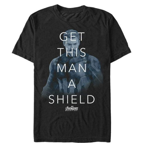 Men's Marvel Avengers: Infinity War Get Man Shield Quote  Graphic Tee Black 4X Large