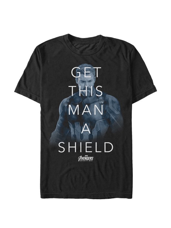 Men's Marvel Avengers: Infinity War Get Man Shield Quote Graphic Tee Black 5X Large