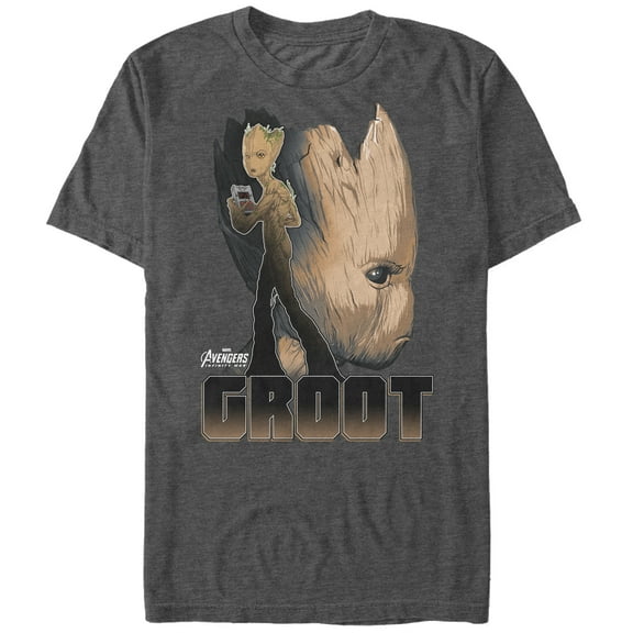 Men's Marvel Avengers: Infinity War Groot Profile  Graphic Tee Charcoal Heather 4X Large