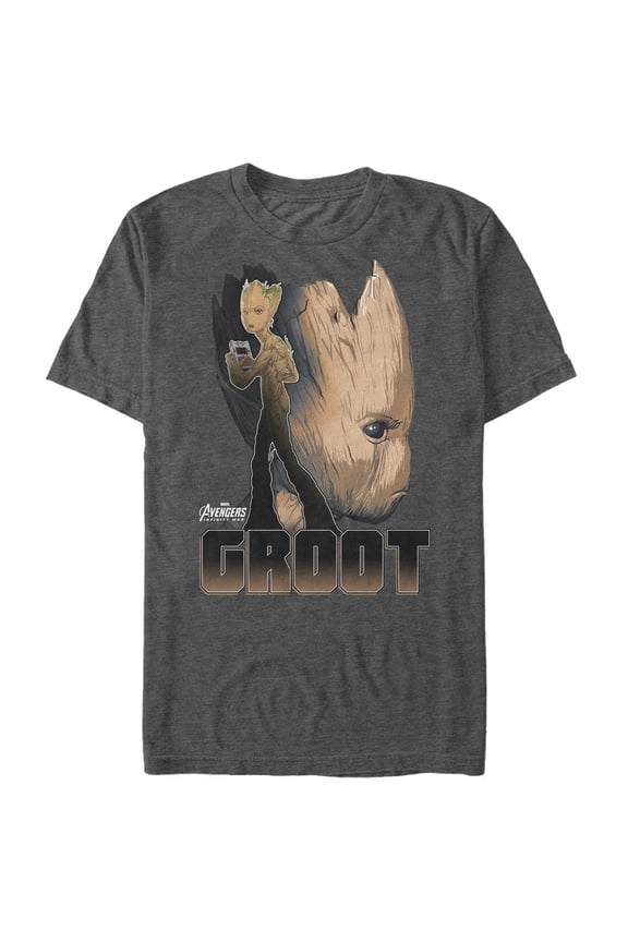 Men's Marvel Avengers: Infinity War Groot Profile Graphic Tee Charcoal Heather 4X Large
