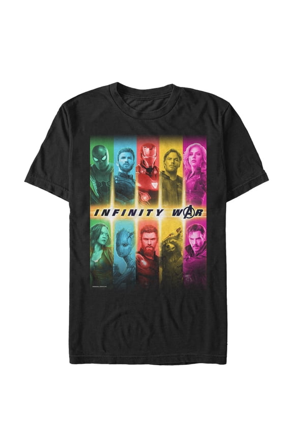 Men's Marvel Avengers: Infinity War Hero Rainbow Panel  Graphic Tee Black 5X Large