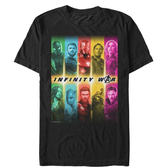 Men's Marvel Avengers: Infinity War Hero Rainbow Panel  Graphic Tee Black Medium