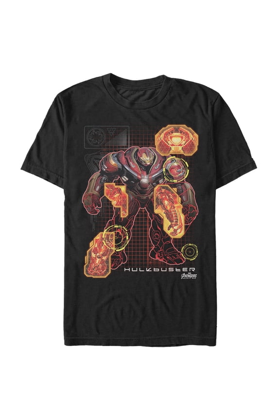 Men's Marvel Avengers: Infinity War Hulkbuster Schematic  Graphic Tee Black Small