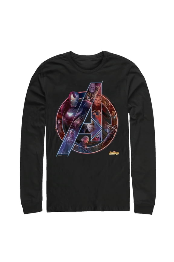 Men's Marvel Avengers: Infinity War Logo Long Sleeve Shirt Black Large