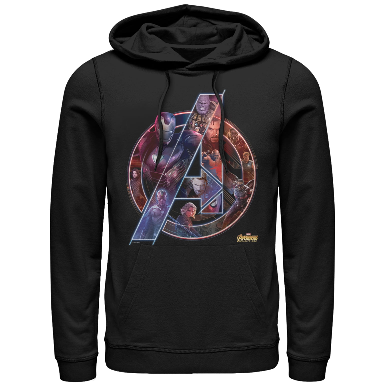 Men s Marvel Avengers Infinity War Logo Pull Over Hoodie Black 3X Large