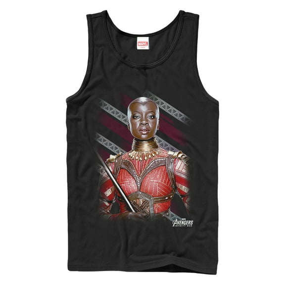 Men's Marvel Avengers: Infinity War Okoye Stripe  Tank Top Black Large