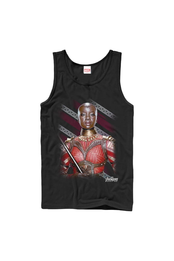 Men's Marvel Avengers: Infinity War Okoye Stripe Tank Top Black Large