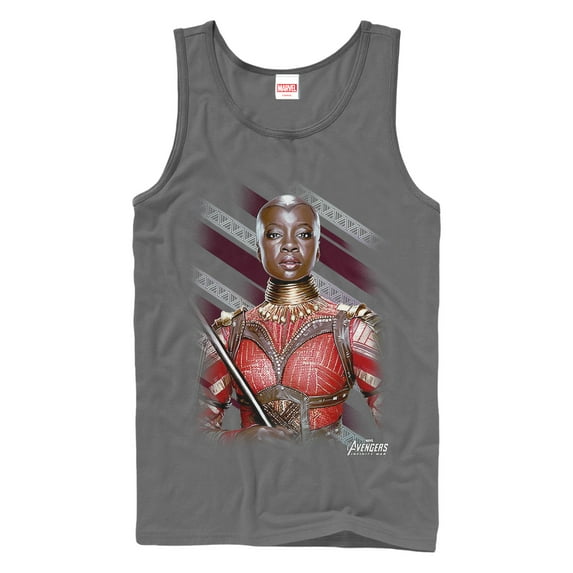 Men's Marvel Avengers: Infinity War Okoye Stripe Tank Top Charcoal Medium