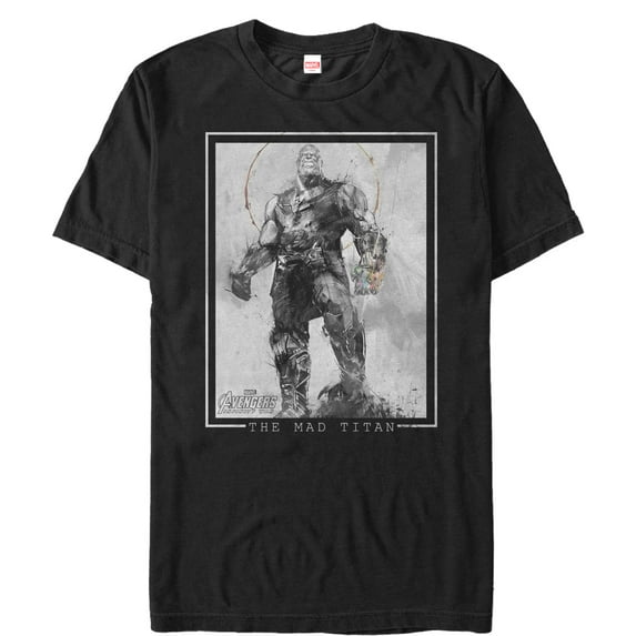 Men's Marvel Avengers: Infinity War Thanos Grayscale Graphic Tee Black 4X Large