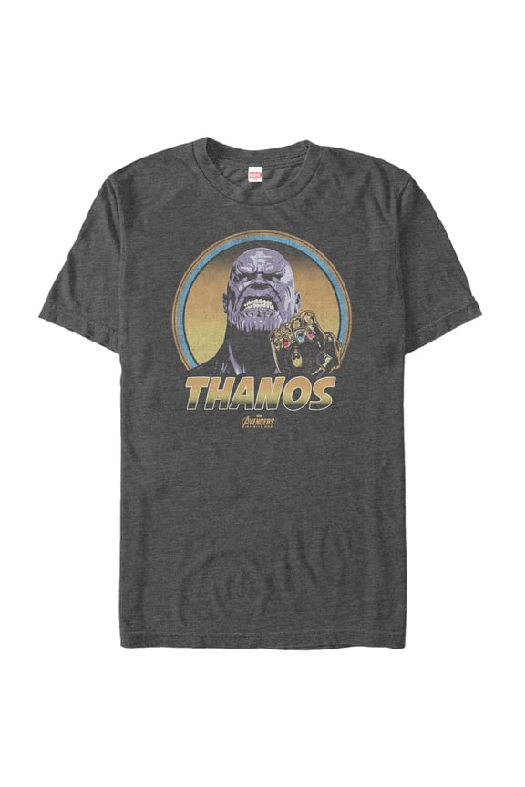 Men's Marvel Avengers: Infinity War Thanos Retro Graphic Tee Charcoal Heather 4X Large