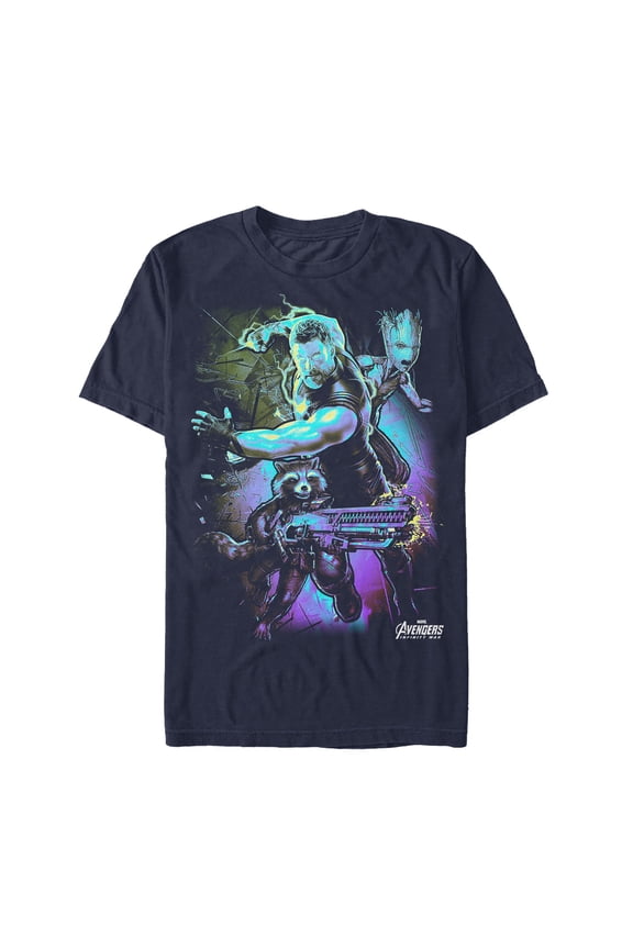 Men's Marvel Avengers: Infinity War Thor Lightning  Graphic Tee Navy Blue Medium