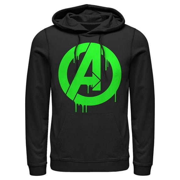 Men's Marvel Avengers Logo Green Paint Drip Pull Over Hoodie