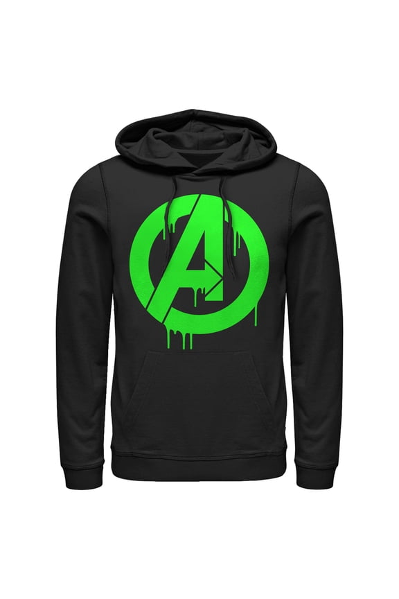 Men's Marvel Avengers Logo Green Paint Drip Pull Over Hoodie