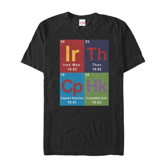 Men's Marvel Avengers Periodic Elements  Graphic Tee Black 3X Large