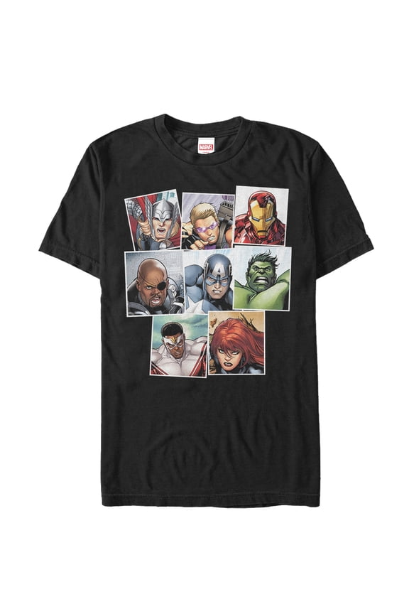 Men's Marvel Avengers Polaroid  Graphic Tee Black Large