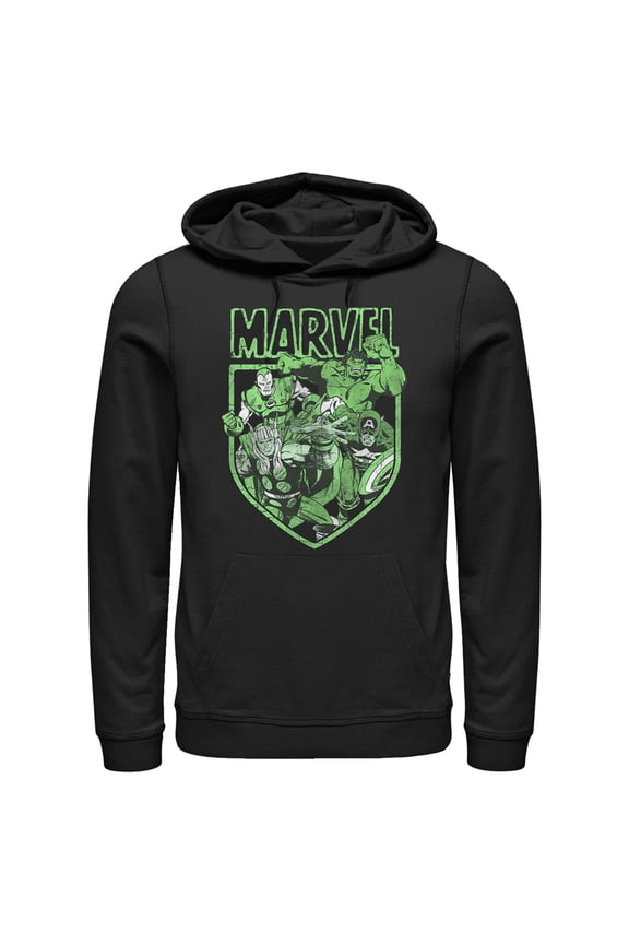 Men's Marvel Avengers Shield Pull Over Hoodie Black Large