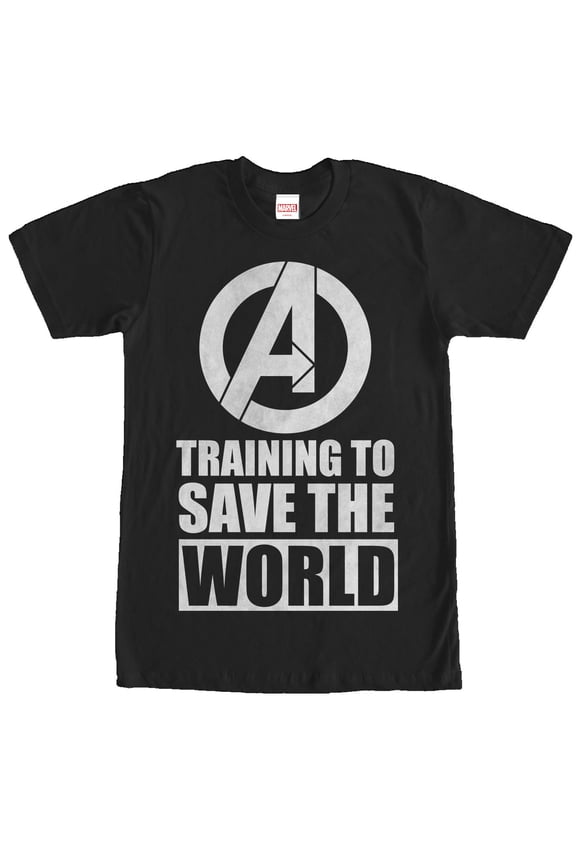 Men's Marvel Avengers Training to Save World  Graphic Tee Black Small