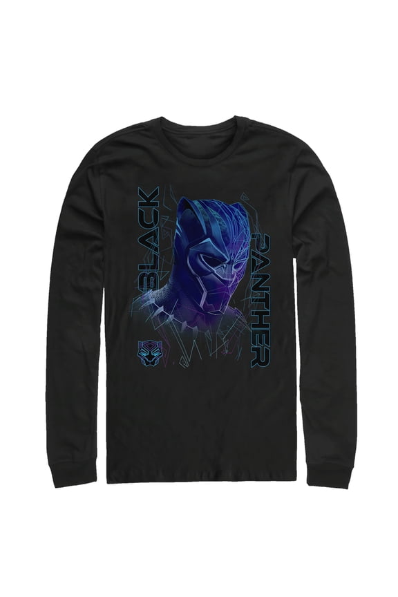 Men's Marvel Black Panther 2018 3D Pattern Long Sleeve Shirt Black Medium