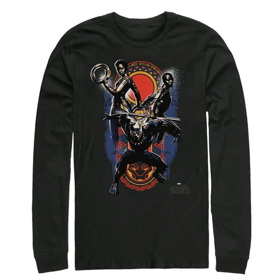 Men's Marvel Black Panther 2018 Allies Long Sleeve Shirt Black Medium