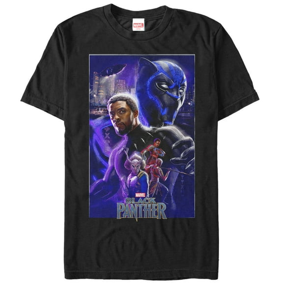 Men's Marvel Black Panther 2018 Character Collage  Graphic Tee Black 3X Large