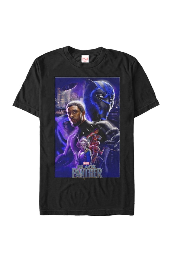 Men's Marvel Black Panther 2018 Character Collage Graphic Tee Black Medium