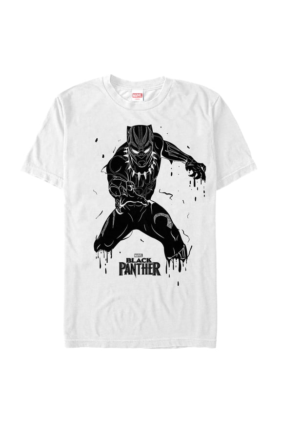 Men's Marvel Black Panther 2018 Drip Pattern Graphic Tee White Small