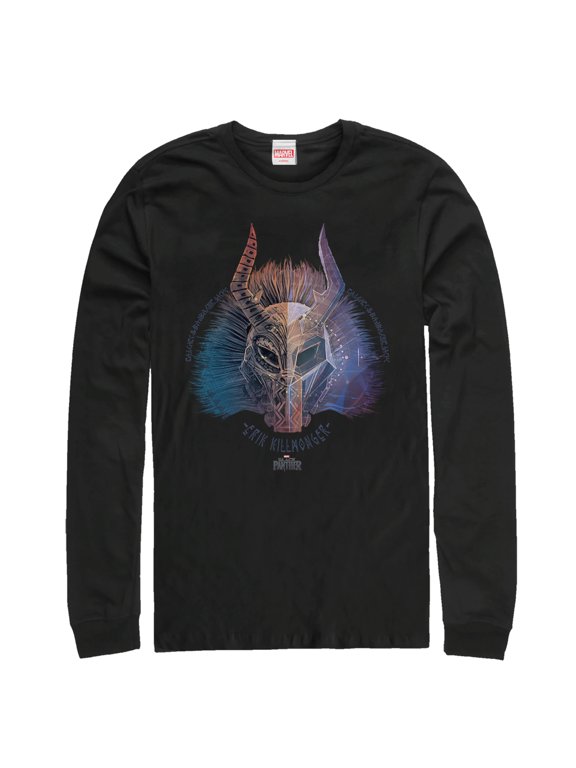 Men's Marvel Black Panther 2018 Erik Killmonger Long Sleeve Shirt Black X Large
