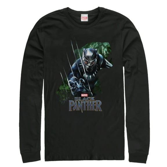 Men's Marvel Black Panther 2018 Jungle Silhouette Long Sleeve Shirt Black Large