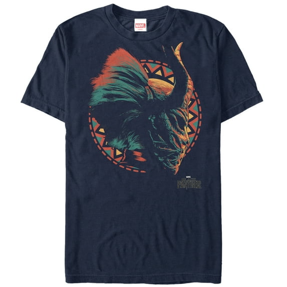 Men's Marvel Black Panther 2018 Killmonger's Mask Graphic Tee Navy Blue 2X Large