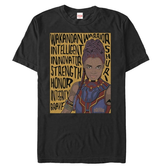 Men's Marvel Black Panther 2018 Shuri Personality Graphic Tee Black 3X Large