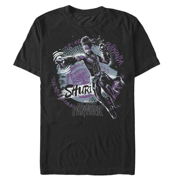 Men's Marvel Black Panther 2018 Shuri Triangle Pattern  Graphic Tee Black Large