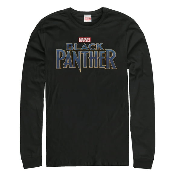 Men's Marvel Black Panther 2018 Text Logo Long Sleeve Shirt Black 2X Large