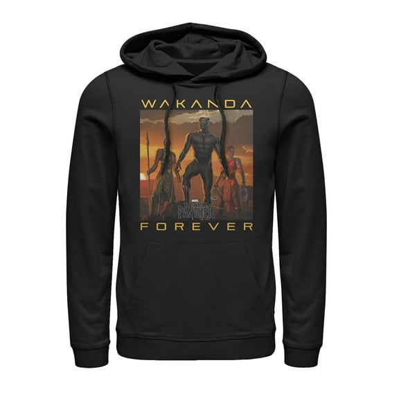 Men's Marvel Black Panther 2018 Wakanda Forever  Pull Over Hoodie Black X Large