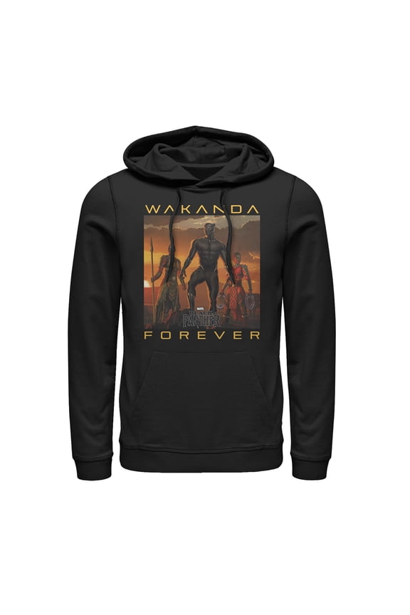 Men's Marvel Black Panther 2018 Wakanda Forever  Pull Over Hoodie Black X Large
