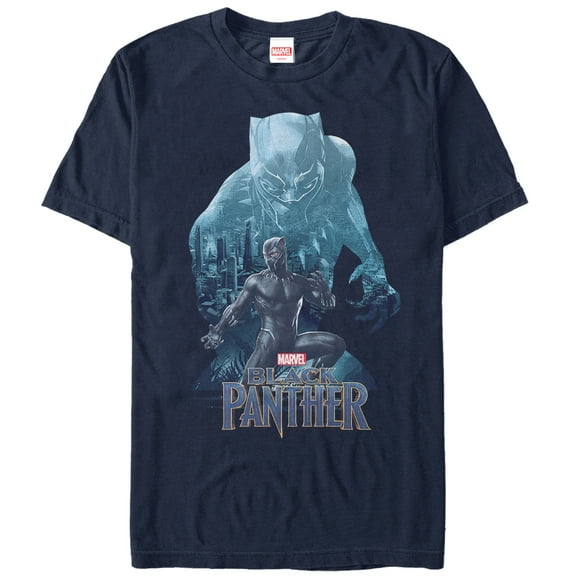 Men's Marvel Black Panther 2018 Wakanda Silhouette  Graphic Tee Navy Blue 2X Large