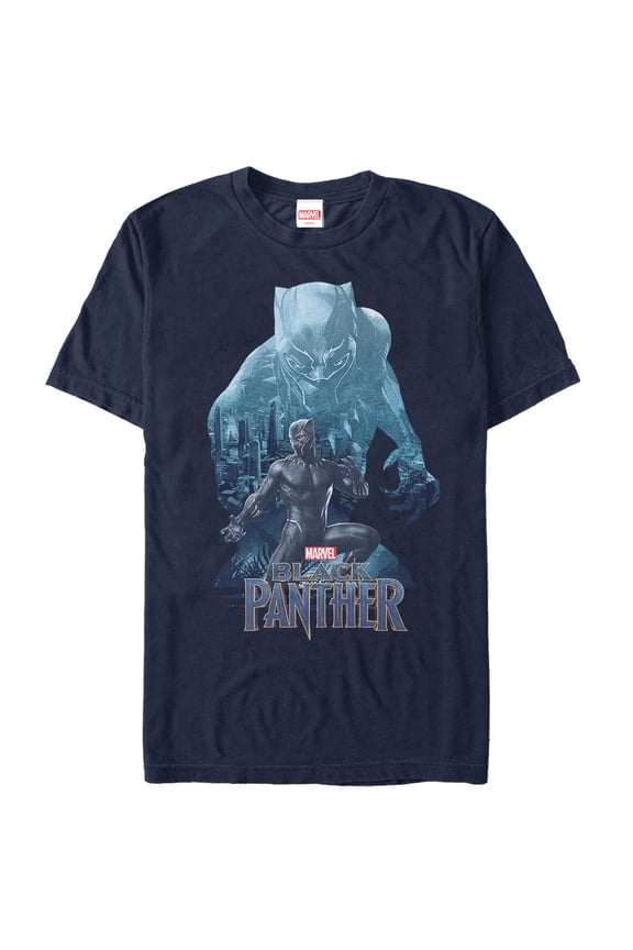 Men's Marvel Black Panther 2018 Wakanda Silhouette Graphic Tee Navy Blue Large