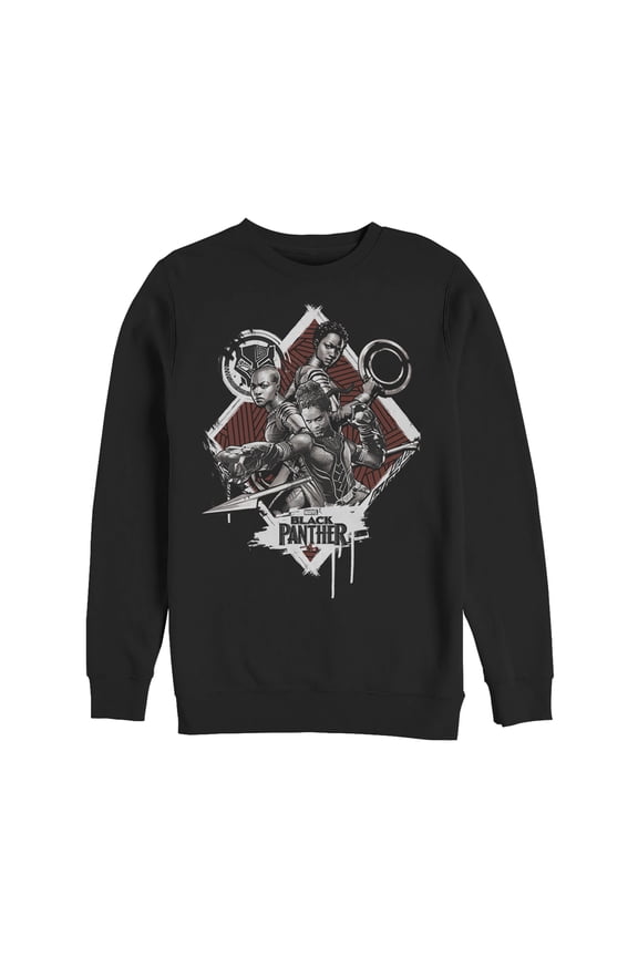 Men's Marvel Black Panther 2018 Warrior Trio Sweatshirt Black Large
