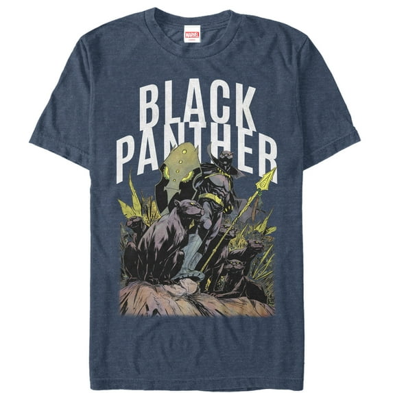 Men's Marvel Black Panther Army Graphic Tee Navy Blue Heather Large