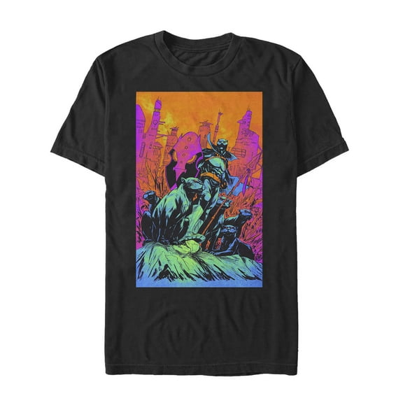 Men's Marvel Black Panther Artistic Poster  Graphic Tee Black Medium