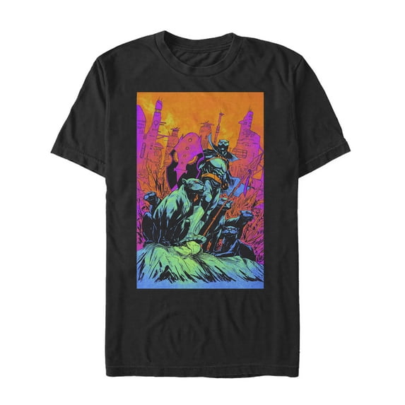 Men's Marvel Black Panther Artistic Poster Graphic Tee Black Medium