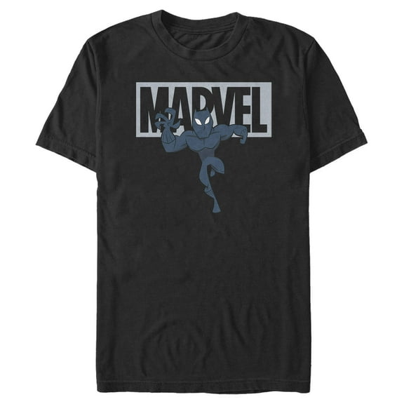 Men's Marvel Black Panther Brick Logo  Graphic Tee Black 2X Large