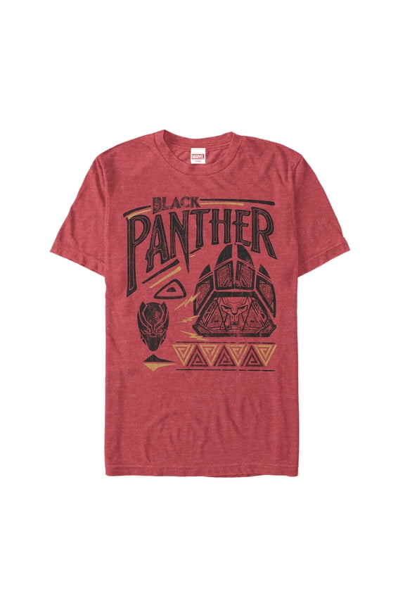 Men's Marvel Black Panther Cat Pattern Graphic Tee Red Heather 2X Large