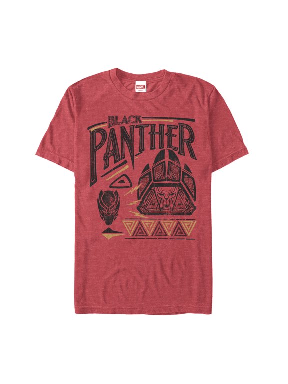 Men's Marvel Black Panther Cat Pattern Graphic Tee Red Heather 2X Large