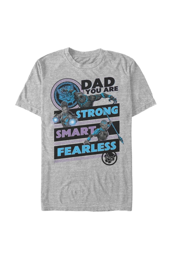 Men's Marvel Black Panther Dad You are Strong Smart Fearless Graphic Tee Athletic Heather Small