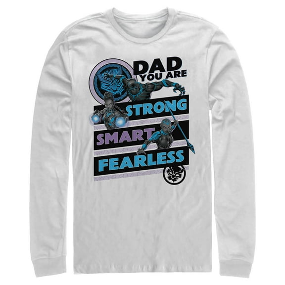 Men's Marvel Black Panther Dad You are Strong Smart Fearless Long Sleeve Shirt White X Large