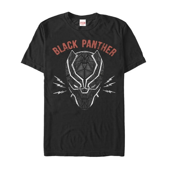 Men's Marvel Black Panther Lightning Bolt Mask  Graphic Tee Black 3X Large