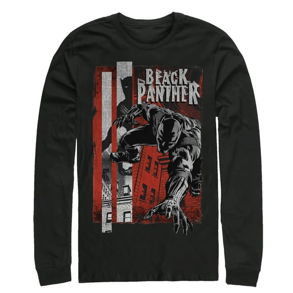 Men's Marvel Black Panther Lurk  Long Sleeve Shirt Black Medium