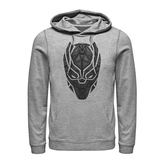 Men's Marvel Black Panther Ornate Mask  Pull Over Hoodie Athletic Heather X Large